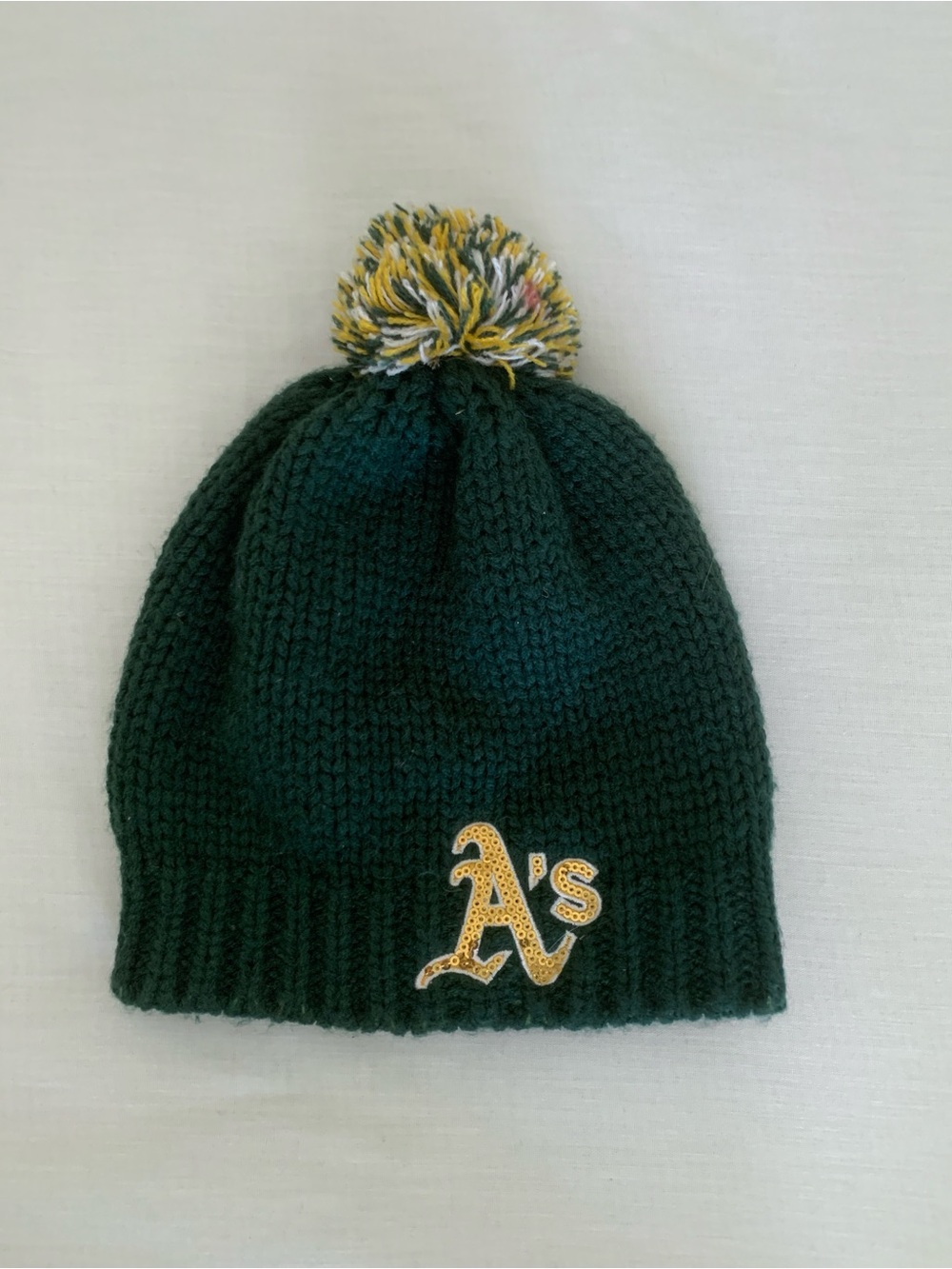 '47 Brand Oakland Athletics A's Beanie Hat Green Knit Pom Pom Winter Cap OSFM